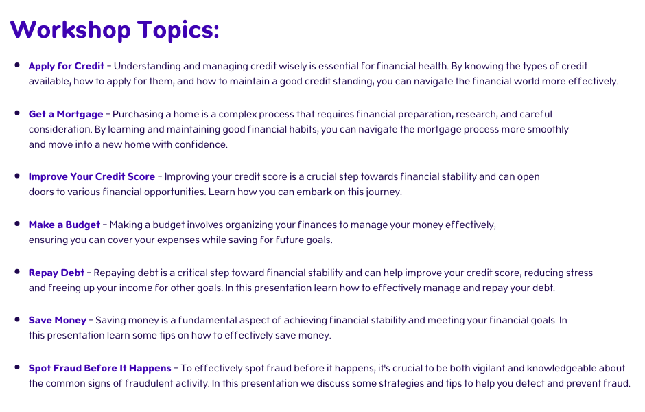 Workshop Topics